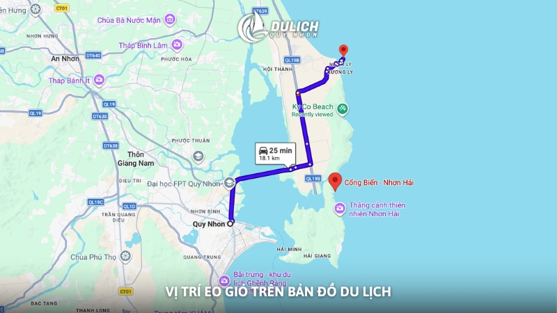 Vị trí Eo Gió trên bản đồ du lịch