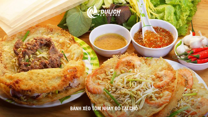 Bánh xèo tôm nhảy đổ tại chỗ