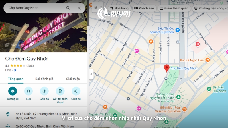 Vị trí của chợ đêm nhộn nhịp nhất Quy Nhơn