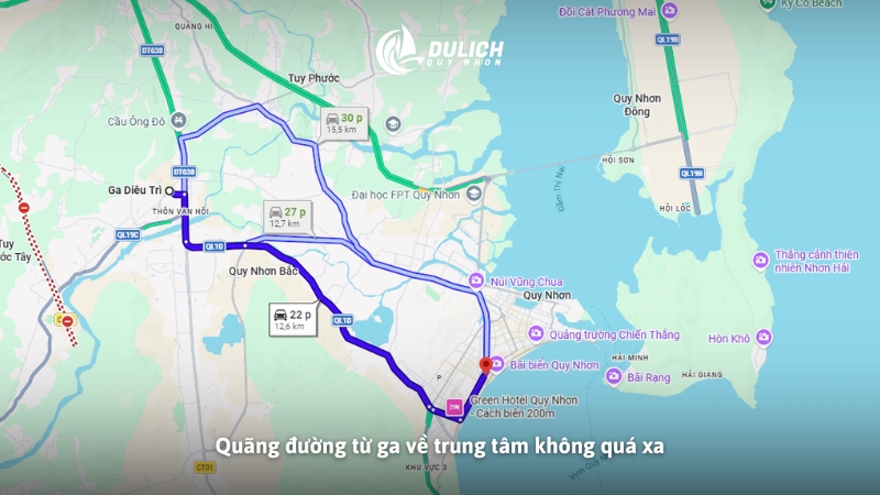 Quãng đường từ ga về trung tâm không quá xa