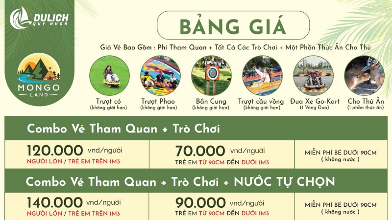 Bảng giá vé Mongo Land năm 2025