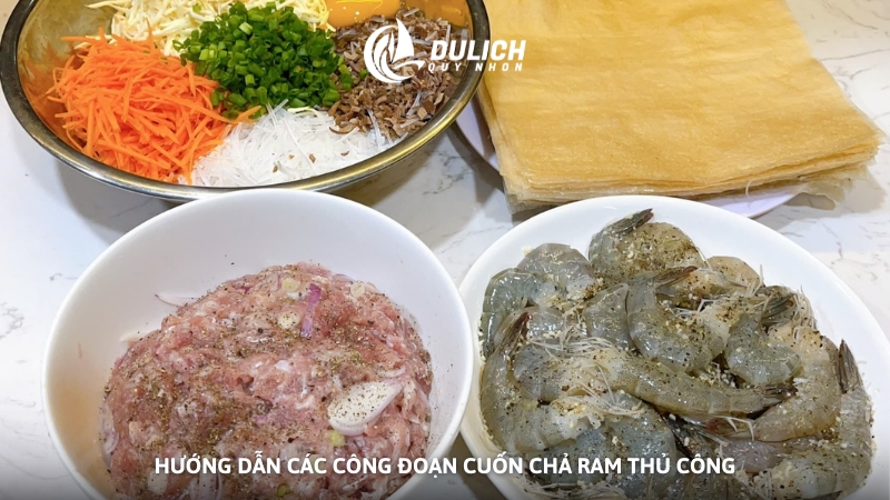 Hướng dẫn các công đoạn cuốn chả ram thủ công
