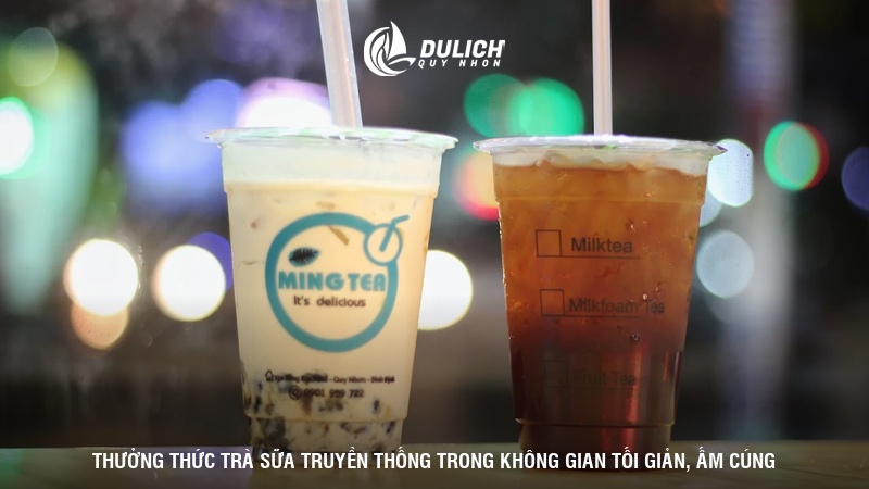 Thưởng thức trà sữa truyền thống trong không gian tối giản, ấm cúng