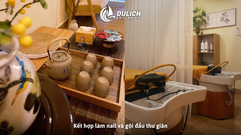 Kết hợp làm nail và gội đầu thư giãn